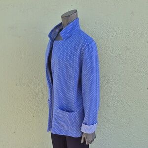 Appleseed's (India) Ladies Blue and White Pok-A-Dot Striped Cardigan